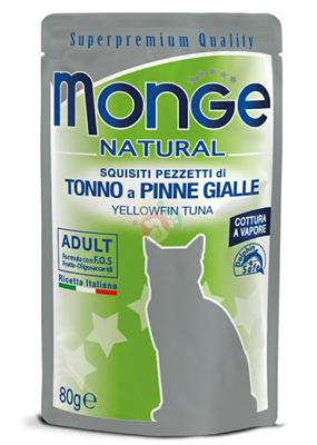 MONGE CAT BUSTE TONNO PINNE GIALLE 24 X GR 80
