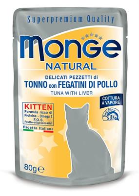 MONGE CAT BUSTE KITTEN TONNO/FEGATINI POLLO 24 X GR 80