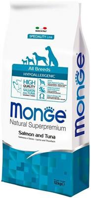 MONGE DOG HYPOALLERGENIC SALMONE/TONNO KG 12