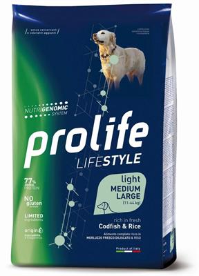 PROLIFE DOG LIFESTYLE MEDIUM/LARGE LIGHT MERLUZZO/RISO KG 2,5