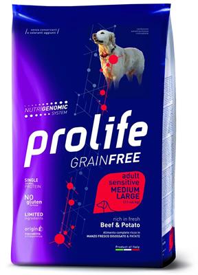 PROLIFE DOG GRAIN FREE MEDIUM/LARGE MANZO/PATATE KG 2,5