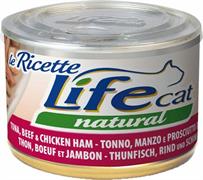 LIFECAT RICETTE TONNO/MANZO/PROSCIUTTO GR 150