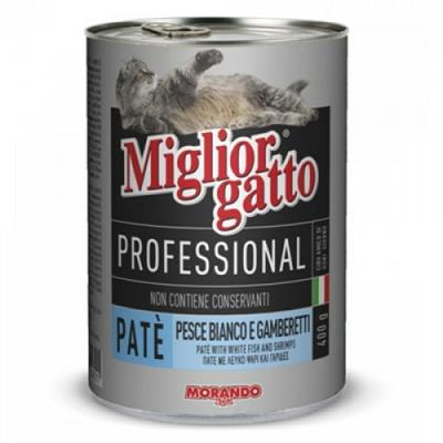 MIGLIOR GATTO PATE' PESCE BIANCO/GAMBERETTI 24 X GR 400