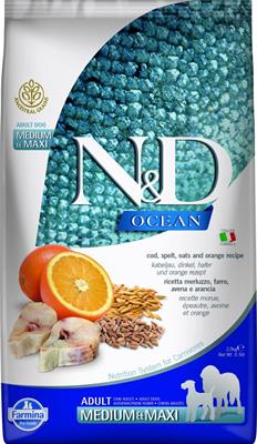 ND DOG OCEAN MEDIUM/MAXI MERLUZZO/FARRO/AVENA/ARANCIA KG 2,5