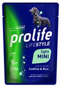 PROLIFE DOG UM LIFE BUSTE MINI LIGHT MERLUZZO 10 X GR 100 NEW