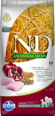 ND DOG ANCESTRAL SENIOR MEDIUM/MAXI POLLO/MELOGRANO KG 12