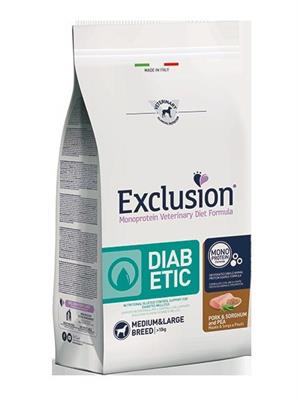 EXCLUSION DOG DIABETIC MEDIUM MAIALE/PISELLI KG 12