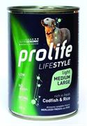 PROLIFE DOG UM LIFE MEDIUM/LARGE LIGHT MERLUZZO GR 400 NEW