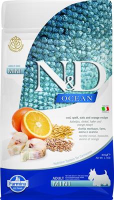 ND DOG OCEAN MINI MERLUZZO/FARRO/AVENA/ARANCIA GR 800