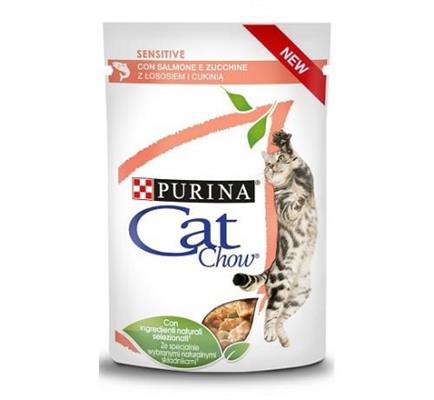 CAT CHOW BUSTE SENSITIVE SALMONE/ZUCCHINE 26 X GR 85