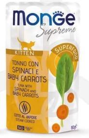 MONGE CAT SUPREME BUSTE KITTEN TONNO/SPINACI/CAROTE 24 X GR 80