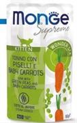 MONGE CAT SUPREME BUSTE KITTEN TONNO/PISELLI/CAROTE 24 X GR 80