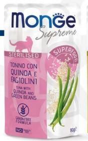 MONGE CAT SUPREME BUSTE STERIL TONNO/QUINOA/FAGIOLI 24 X GR 80
