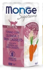 MONGE CAT SUPREME BUSTE KITTEN TONNO/QUINOA/BABY CARROTS 24 X GR 80