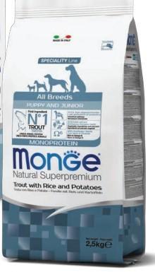 MONGE DOG PUPPY/JUNIOR TROTA/RISO/PATATE KG 2,5