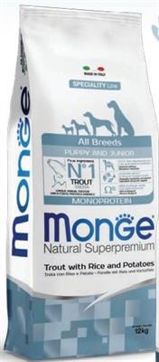 MONGE DOG PUPPY/JUNIOR TROTA/RISO/PATATE KG 12