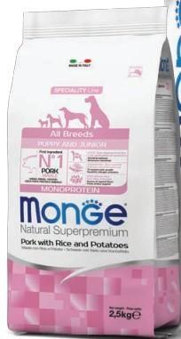 MONGE DOG PUPPY/JUNIOR MAIALE/RISO/PATATE KG 2,5