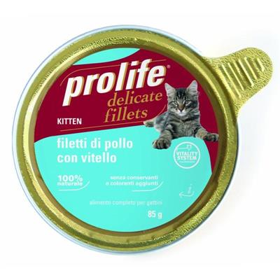 PROLIFE CAT FILLETS KITTEN POLLO/VITELLO 12 X GR 85 FINO AD ESAURIME