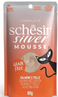 SCHESIR CAT SILVER BUSTE SALMONE/POLLO 12 X GR 80