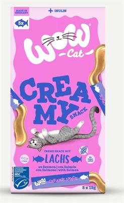WOW CAT CREAMY SNACK CON SALMONE 5 X GR 15